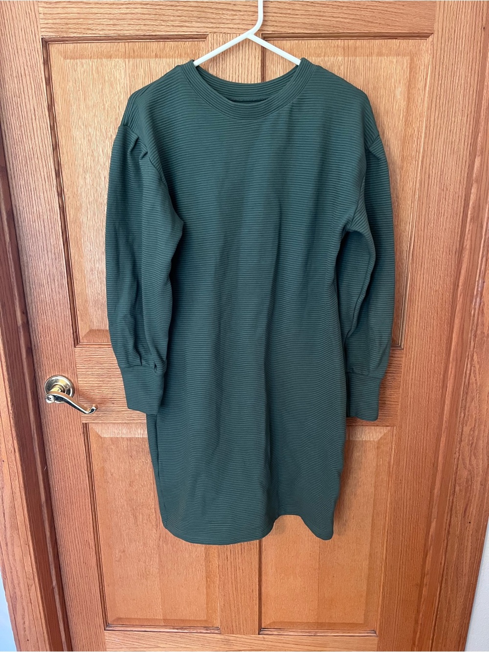 Albion Dark Green Ribbed Long Sleeve Dress